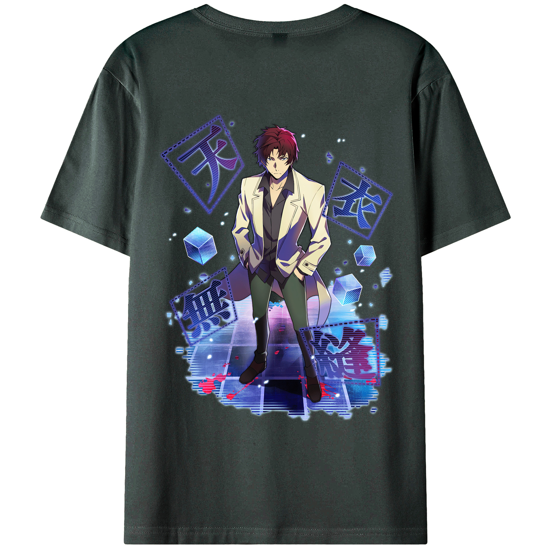（画像用） 文豪ストレイドッグス Bungo Stray Dogs 綿100％ メンズ半袖Tシャツ（バックプリント） 通気性